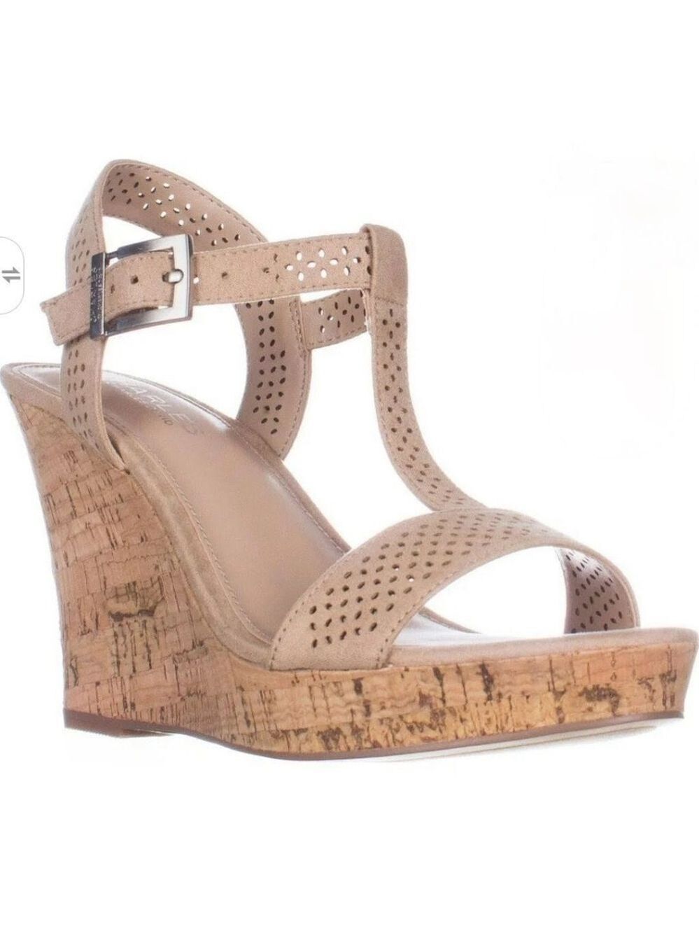 Charles David Law Platform Cork Wedge Sandal Size 7.5M